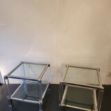 Pair of chrome-plated brass sofa ends