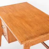 Vintage oak desk. Compass legs with drawers. France, 1950s