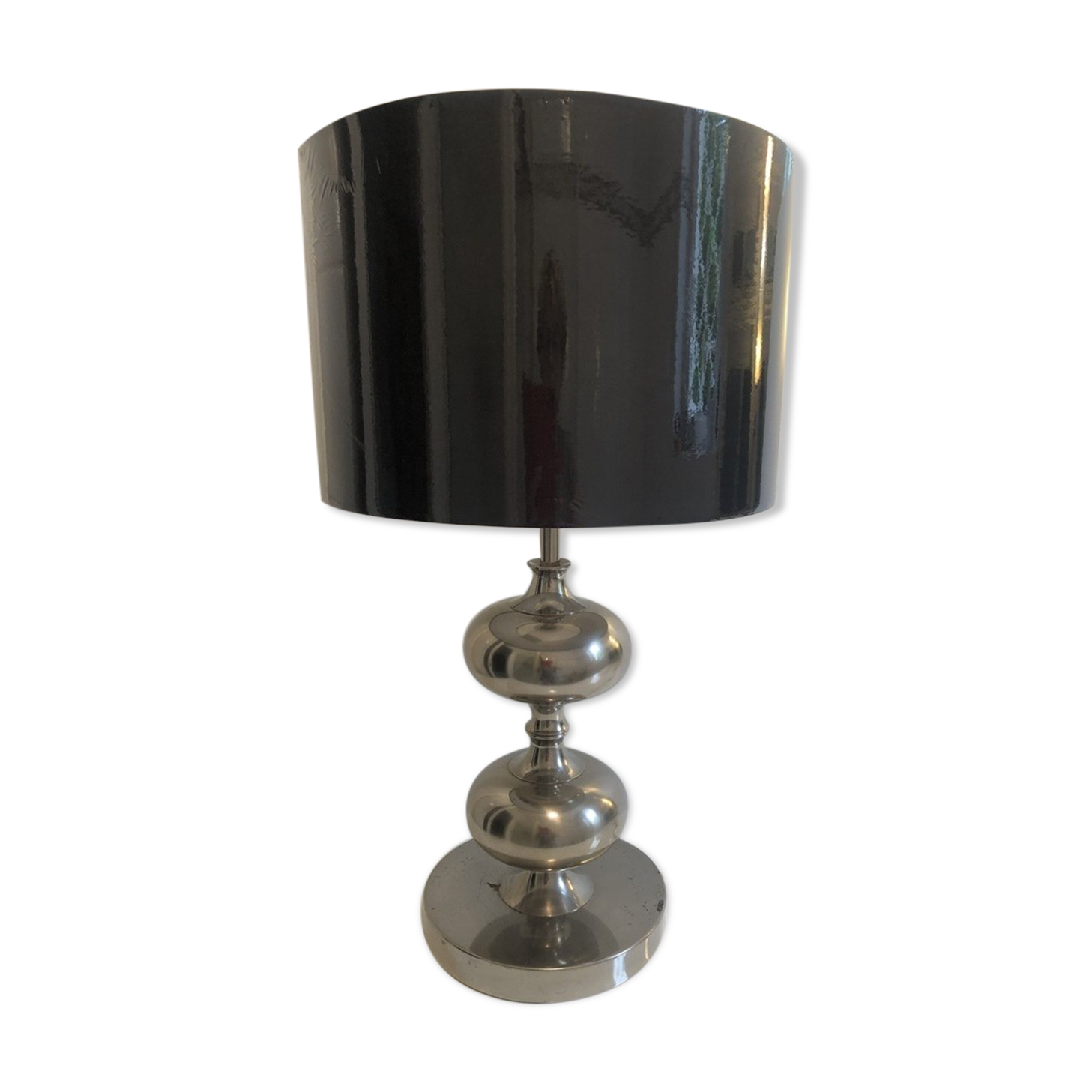 Large chrome table lamp with foot balls, 60s-70s