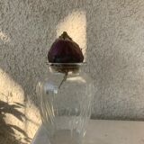 Hyacinth vase in molded transparent glass vintage pattern