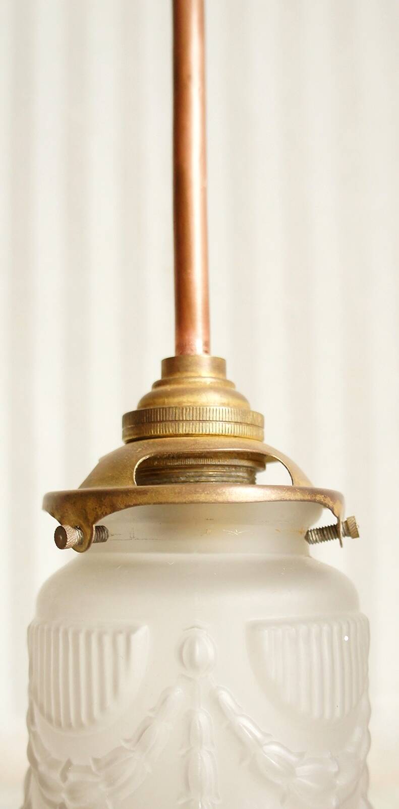 Glass tulip pendant light & porcelain rosette 1920