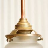 Glass tulip pendant light & porcelain rosette 1920