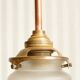 Suspension tulipe en verre & rosace en porcelaine 1920