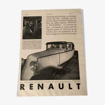 Affiche publicitaire Renault 1930 plastifiée
