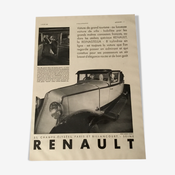 Plasticized Renault 1930 advertising poster