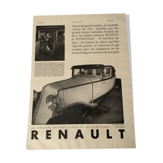 Plasticized Renault 1930 advertising poster