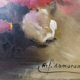 Small oil on canvas bouquet of flowers