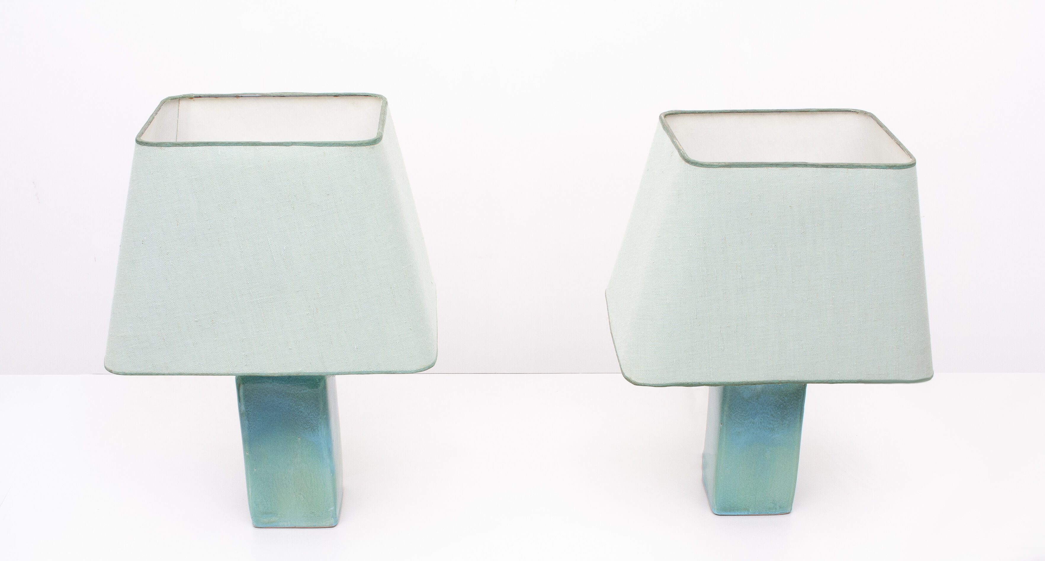 Turquoise ceramic table lamps, 1970s