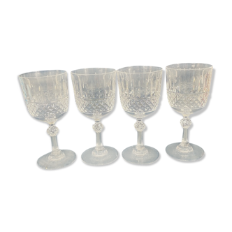 Lot of 4 glasses signed Paris crystal