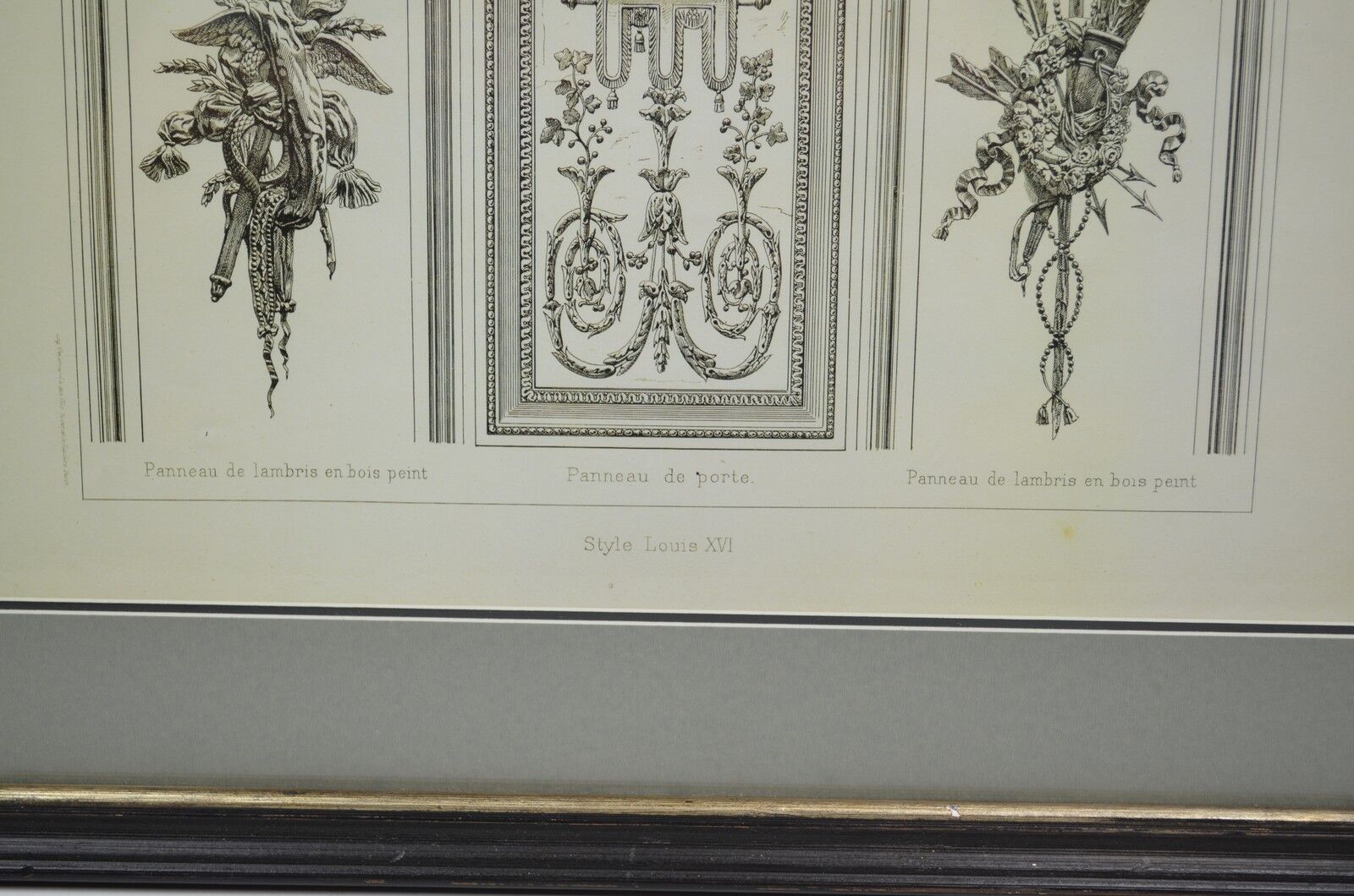 Pièce encadrée sous verre "architecture et sculpture Louis XVI"