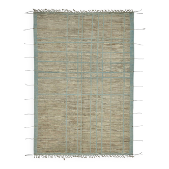 Handwoven Turkish Rustic 206 cm x 304 cm Brown Wool Carpet