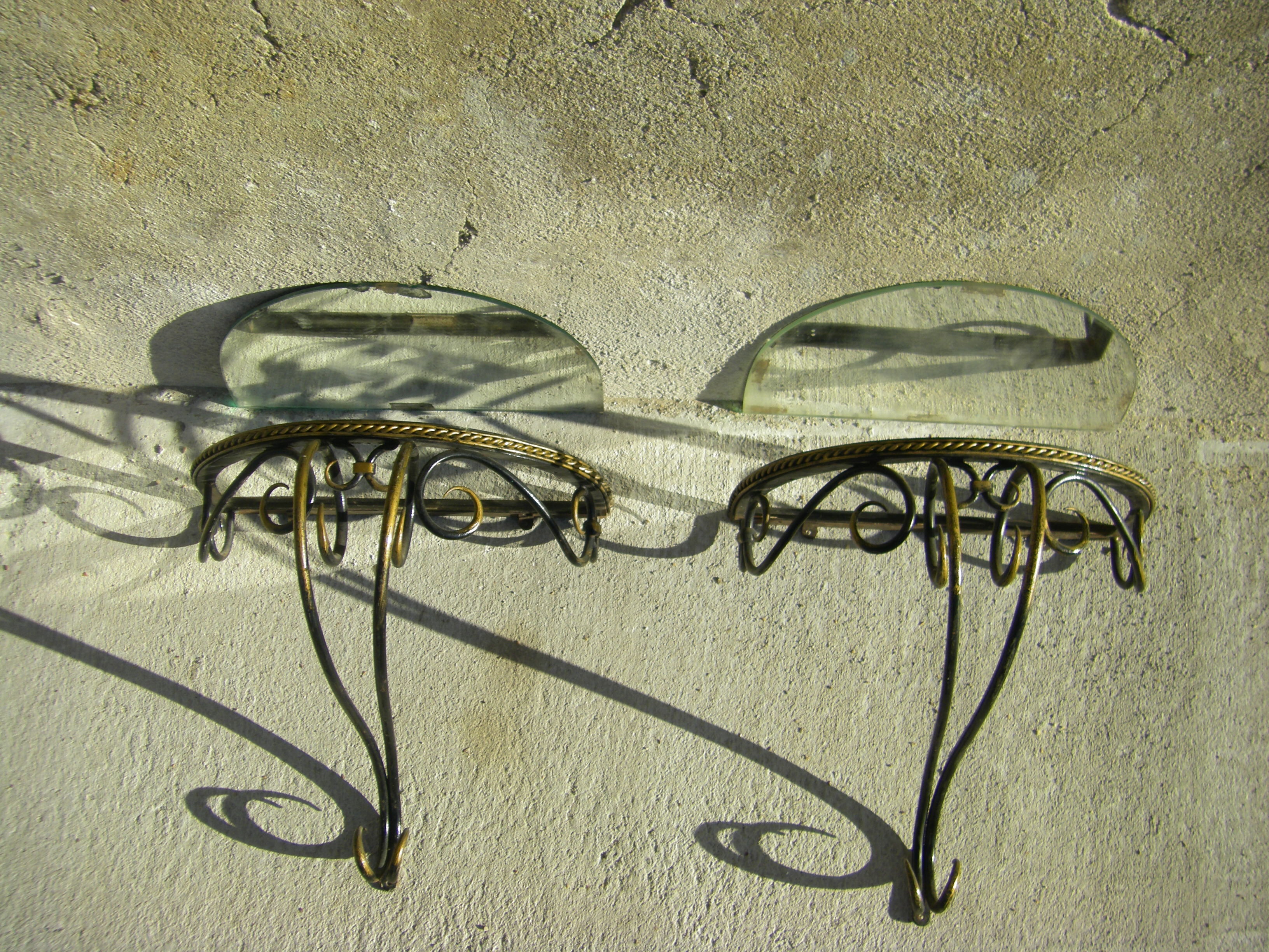 Pair of wrought iron consoles 1950