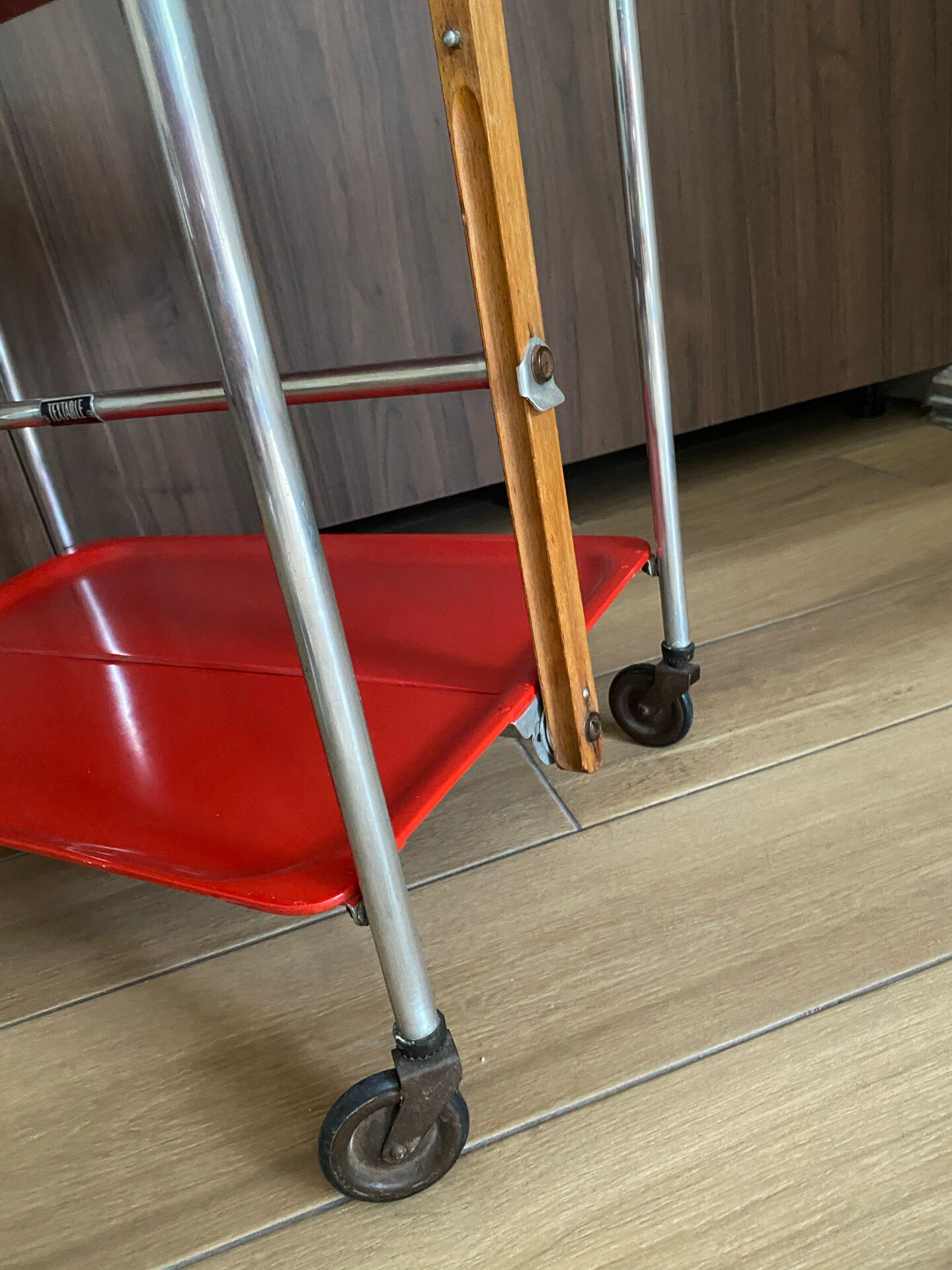 Service trolley rolling table Platex Textable red 70s Space Age