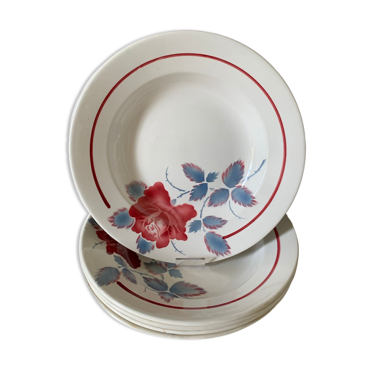 5 plates of Digoin earthenware