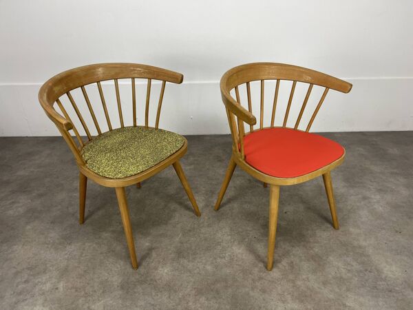 Paire de fauteuils de bureau à barreaux Baumann 740, années 60