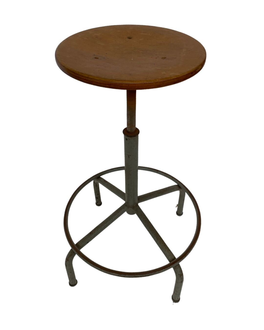Vintage industrial workshop stool work stool adjustable in height 60's design