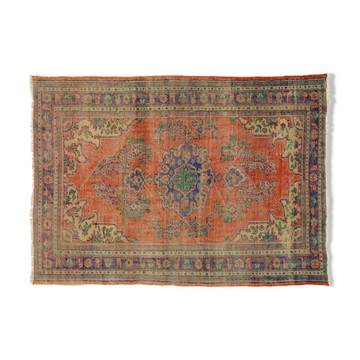 Anatolian handmade vintage rug 221 cm x 157 cm