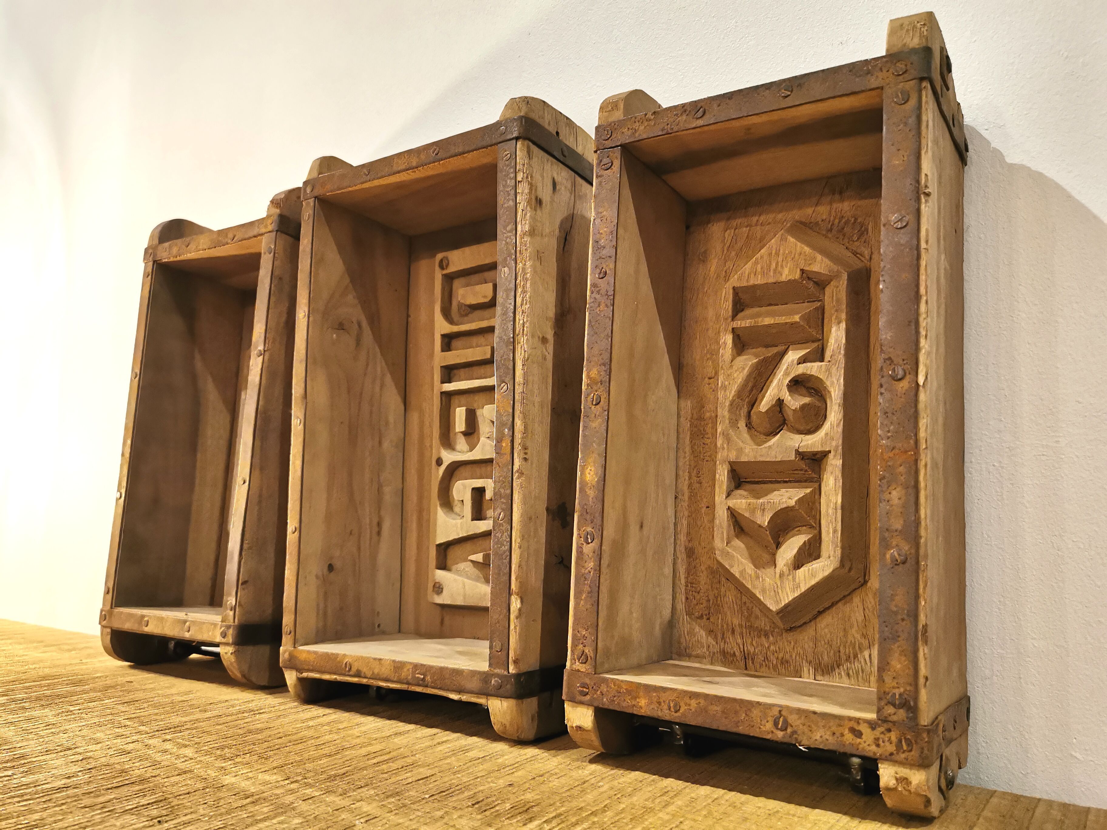 Set of 3 old brick moulds