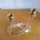Dorothy Thorpe "Pretzel" candlestick in lucite and gilded brass 70s