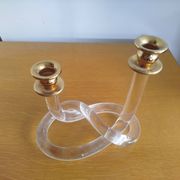 Dorothy Thorpe "Pretzel" candlestick in lucite and gilded brass 70s
