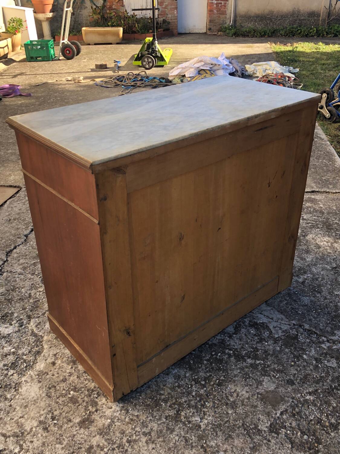 Commode ancienne avec plateau marbre blanc