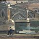 Peinture, un pêcheur en bord de seine