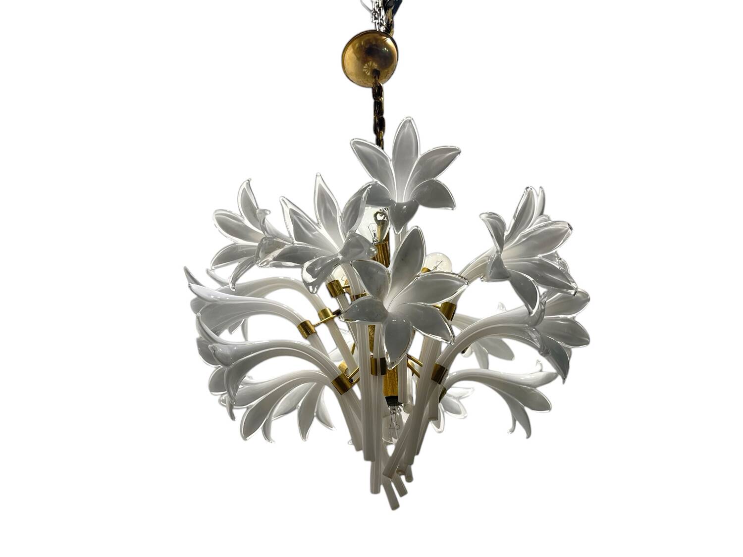 Midcentury Murano Glass Flower Chandelier by Franco Luce