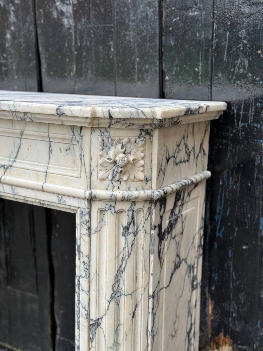Louis XVI Style Fireplace In Violet Breccia Marble Circa 1880