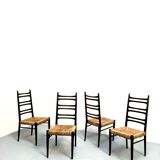 Series of 4 italian chairs with high backs vintage from the 50s