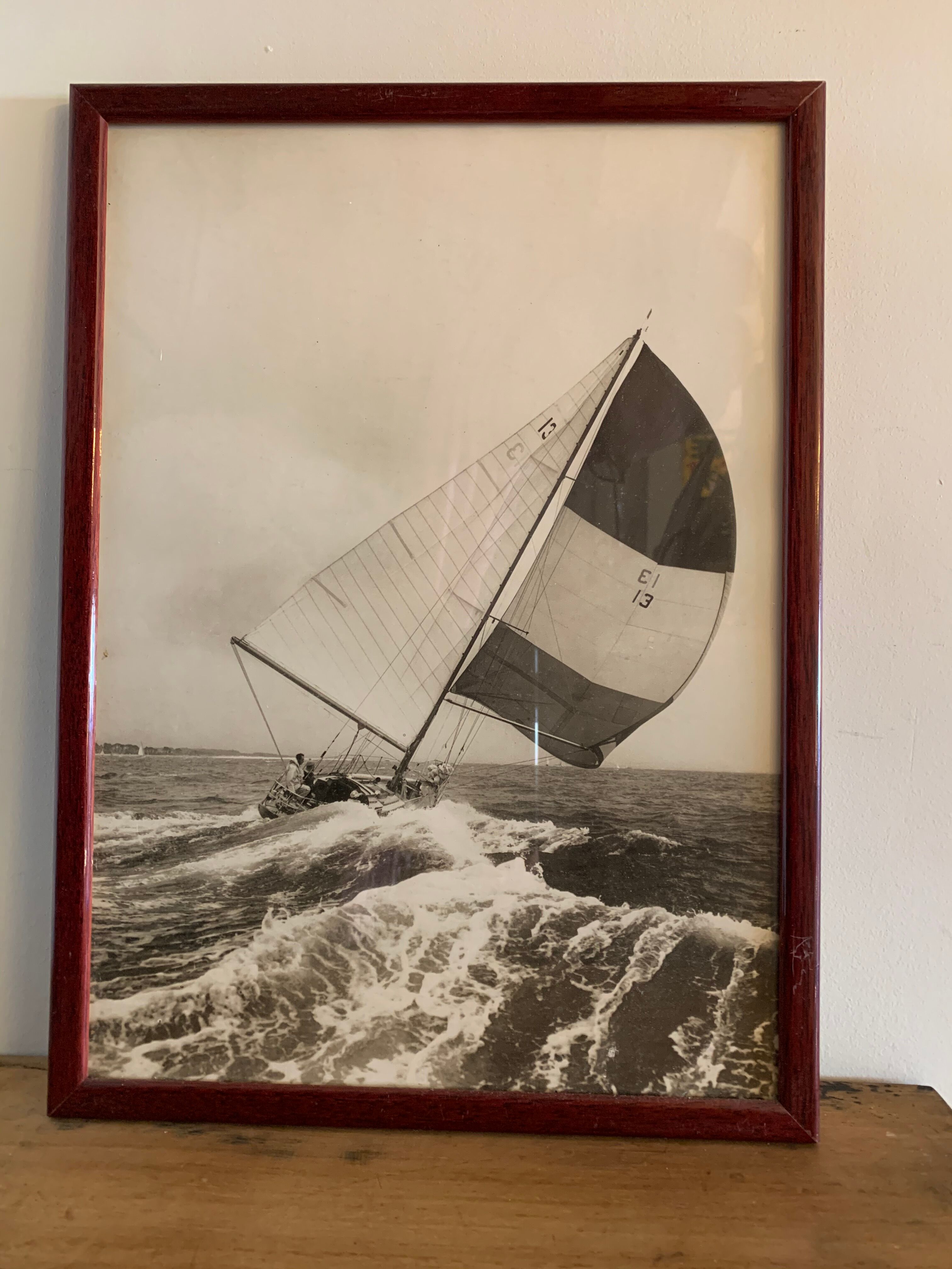 Lot of 3 black and white photographs sails and sailboats