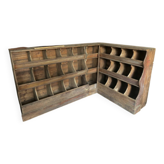 Ancien meuble grainetier d’angle ( 2 parties)
