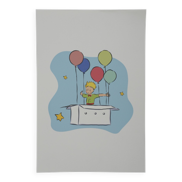 Antoine de Saint-Exupéry: The Little Prince in a Balloon, lithograph