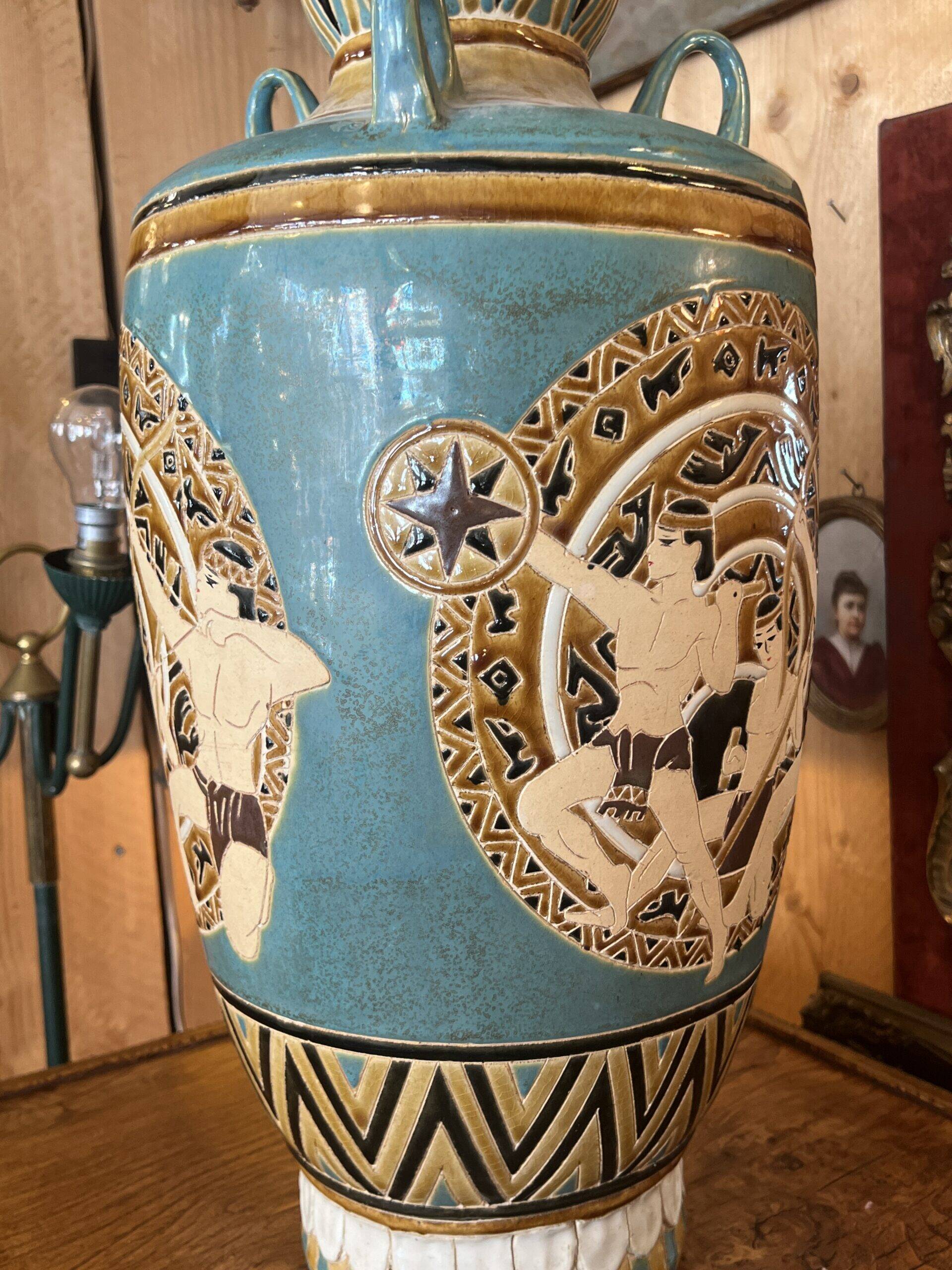1970s ceramic floor vase, vintage decor, H 56 cm