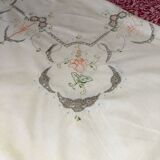 Hand embroidered coat ofkin and old guipure lace