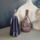 Pyramid vase Art Deco Moulin des Loups & Hamage Nord - blue and silver - Ref 959