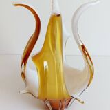 Mid-Century Modern Murano Glass Vase, Amber & Opal, Italy, 1960s