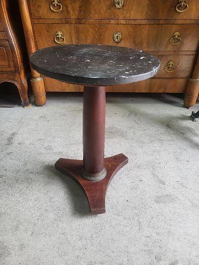 Small empire pedestal table or sellette in mahogany with marble top