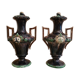 Large pair of polychrome earthenware vases, circa 1860.