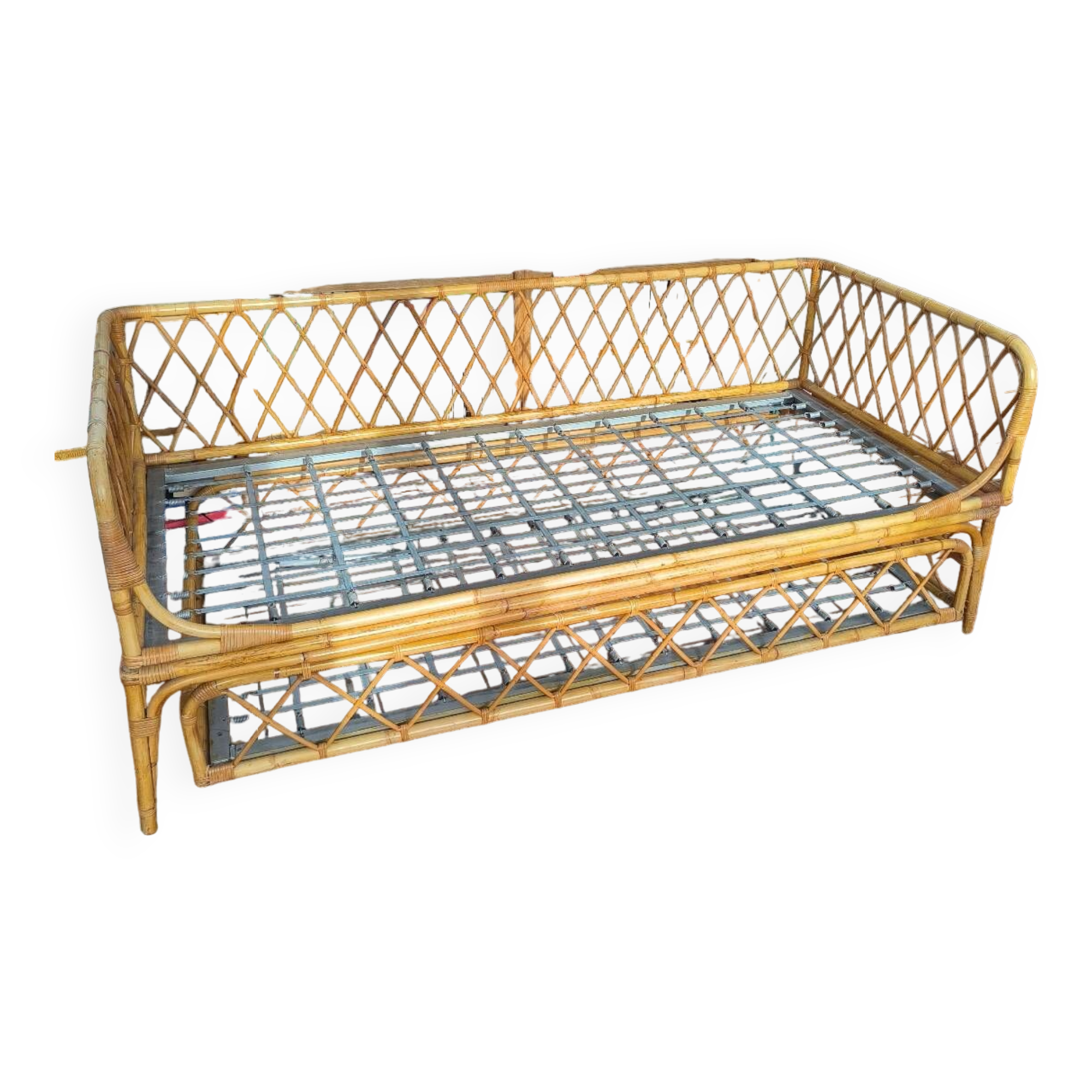 Rattan trundle bed 1960