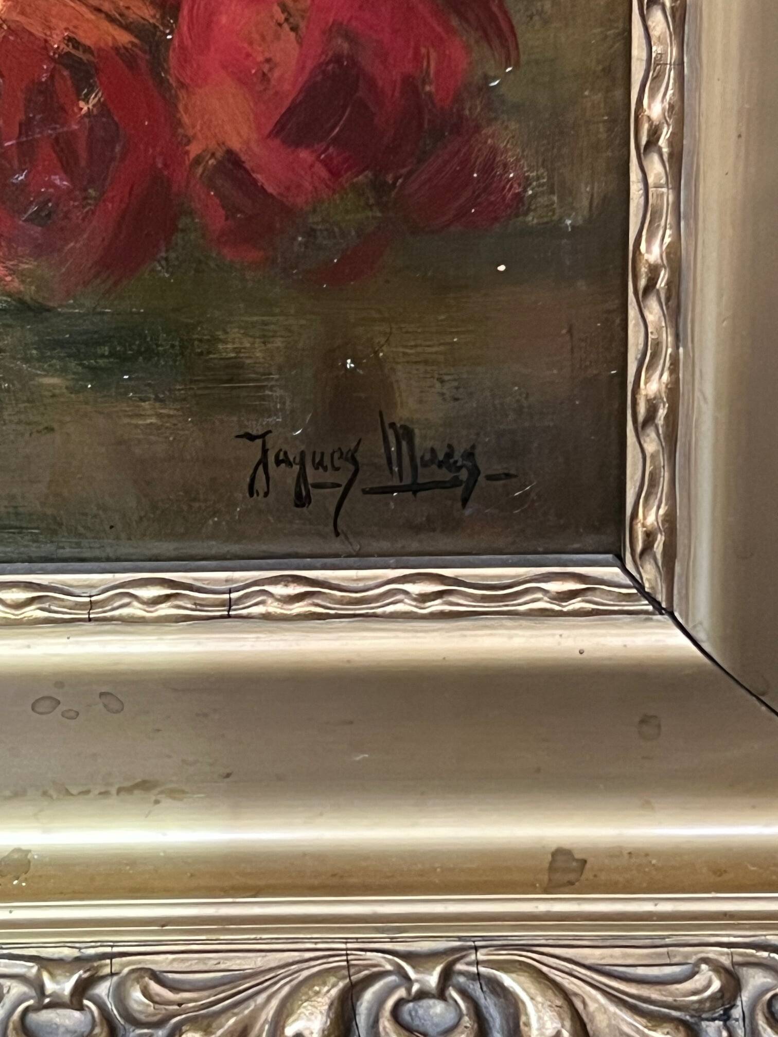 Jacques Maes (1905-1968). Still life signed "Roses". Oil on canvas.