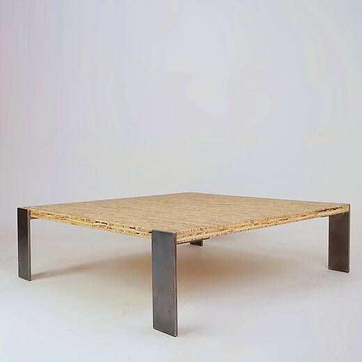 Table basse en métal et sorgho