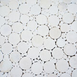 Table low round and white vintage rattan bamboo