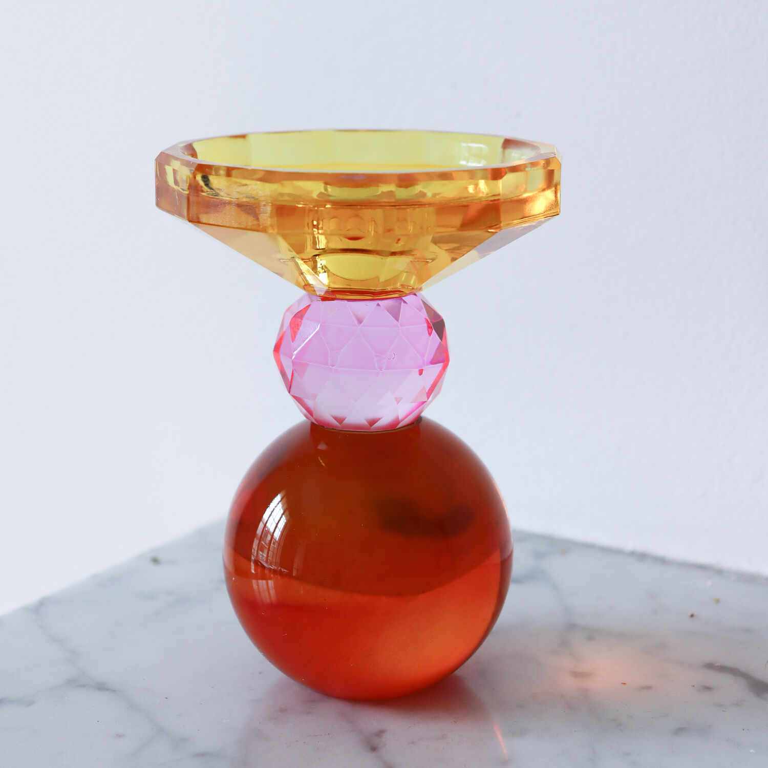 Colored glass candle holder