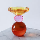 Colored glass candle holder