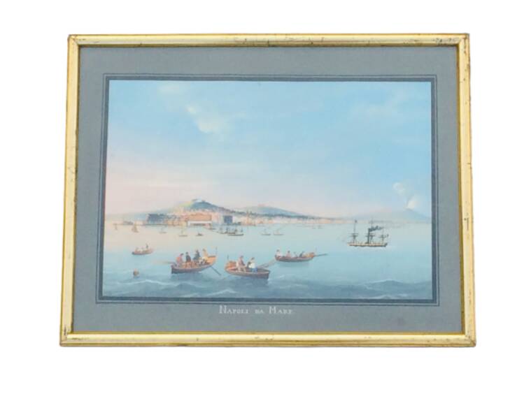 Neapolitan gouaches: View of Naples. 19th century. Giuseppe Scoppa (attributed)
