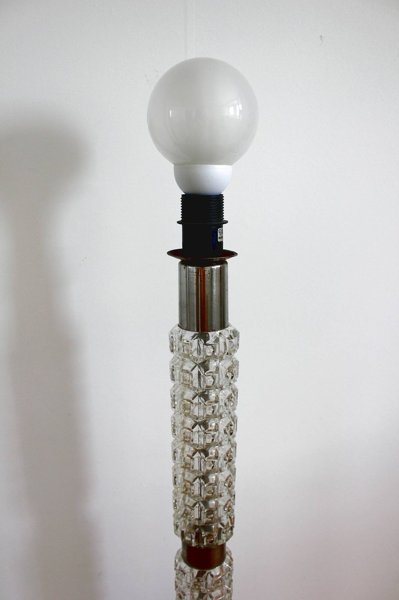 Small Art Deco floor lamp Richard Essig vintage glass and chrome 1960s