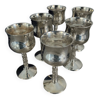 Box of 6 glasses/chalices in old ENPS silver metal