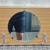 Patère formica marron 60' 4 doubles crochets + miroir vintage