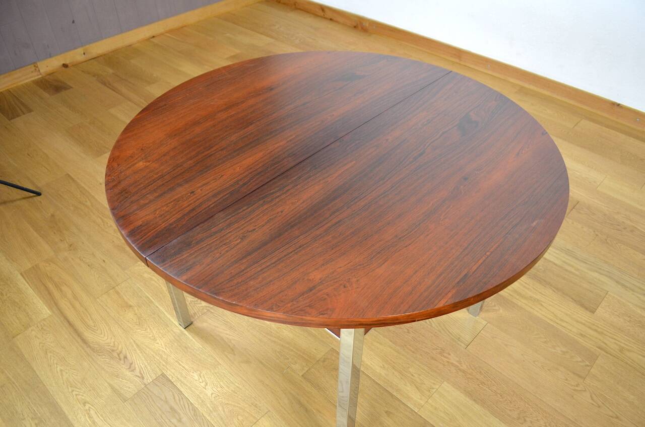Table de repas en palissandre et chrome 1960