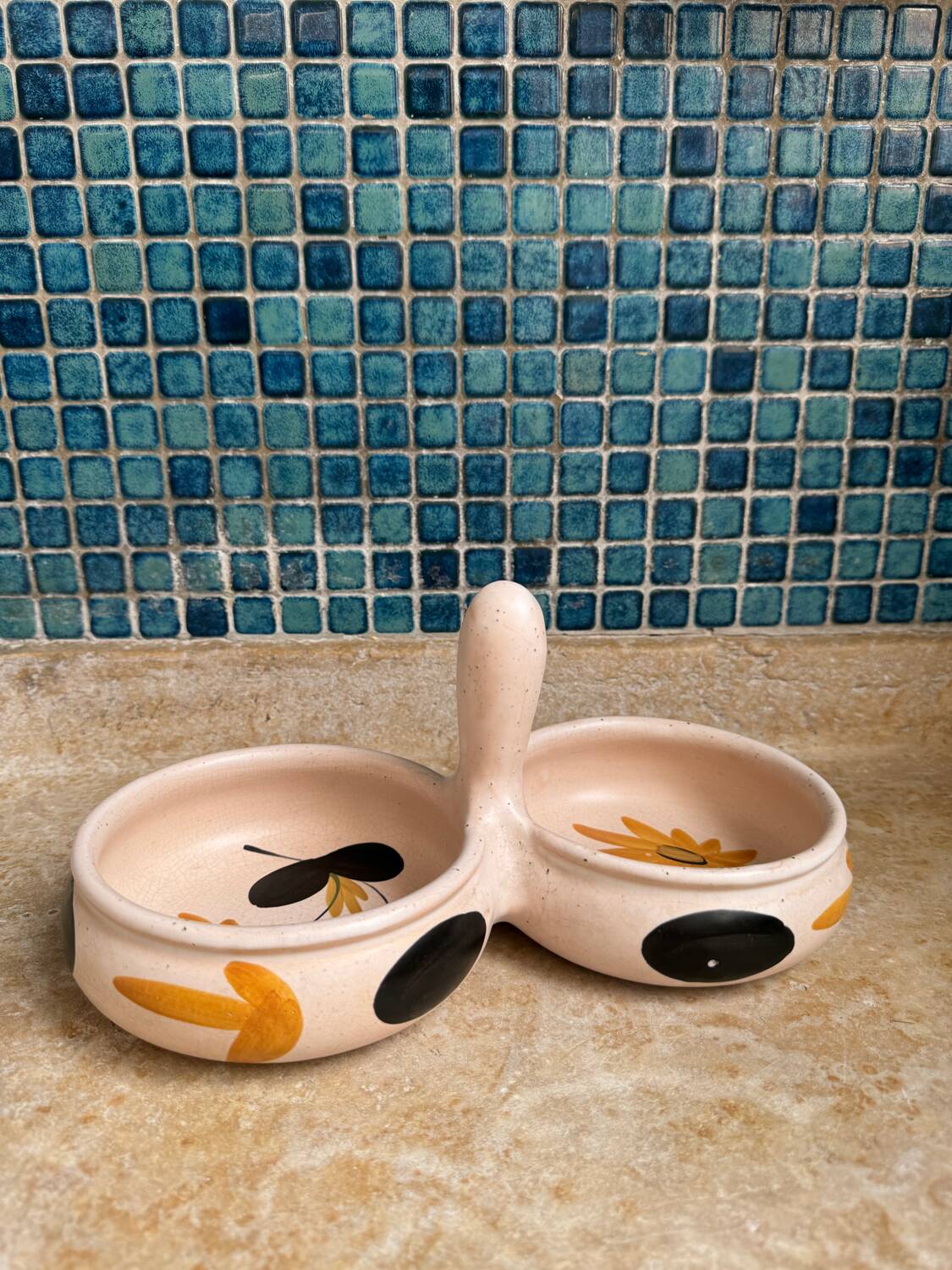 Double ramekin from the Marais pottery, 1960s-70s